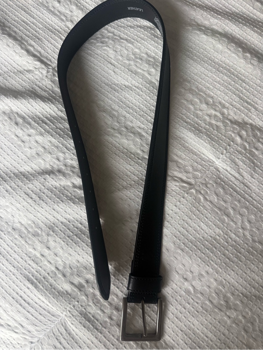 Dickies Black Leather Belt with Silver Buckle
